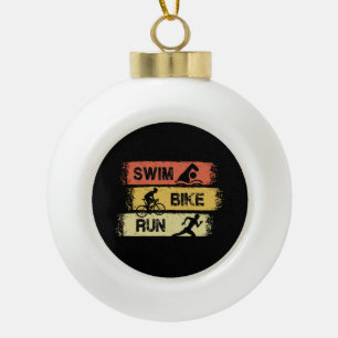 Triathlon - Swim Bike Run Keramik Kugel-Ornament