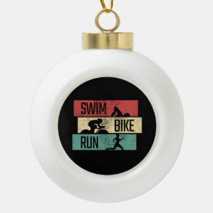 Triathlon - Swim Bike Run Keramik Kugel-Ornament