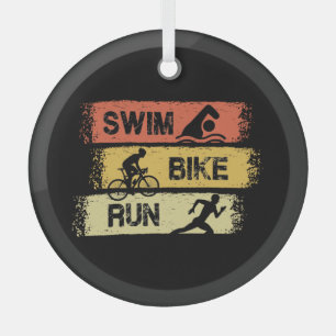 Triathlon - Swim Bike Run Ornament Aus Glas