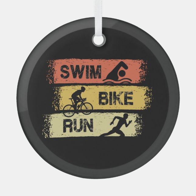Triathlon - Swim Bike Run Ornament Aus Glas (Vorderseite)