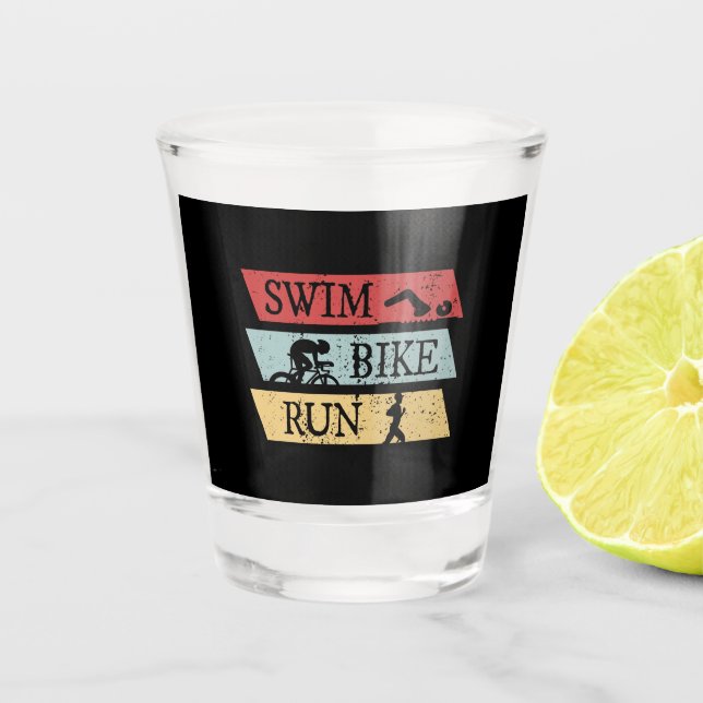 Triathlon - Swim Bike Run Schnapsglas (Vorderseite)