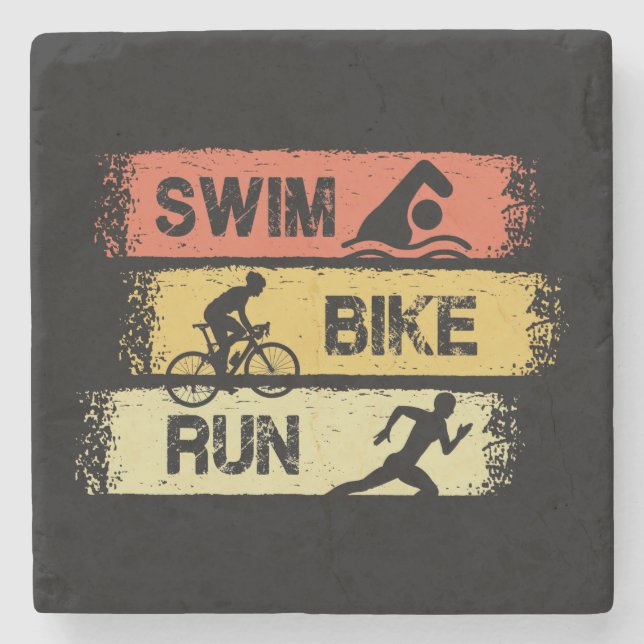 Triathlon - Swim Bike Run Steinuntersetzer (Vorderseite)