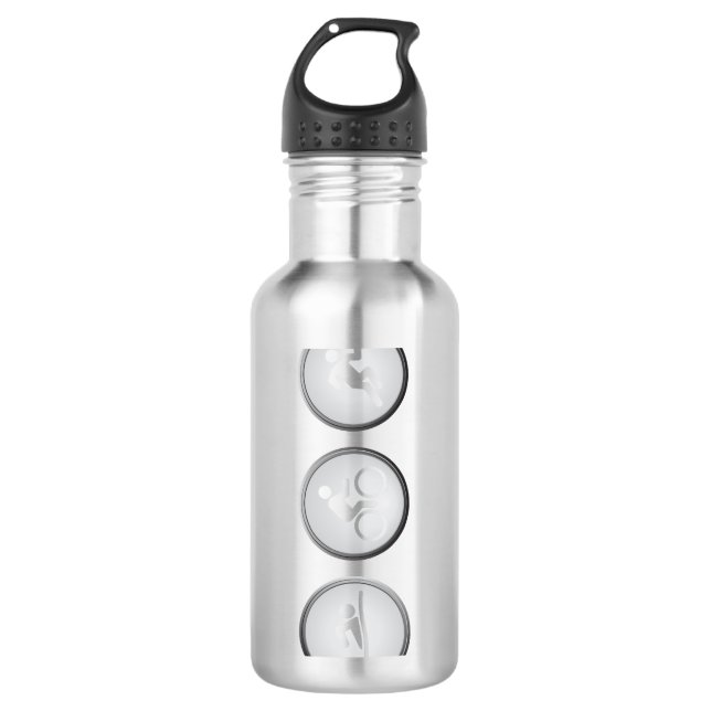 Triathlon SWIM-CYCLE-RUN (Schwarzes) Trinkflasche (Vorderseite)