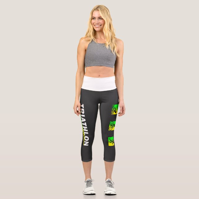 Triathlon Transzendenz: Schwimmen, Fahrrad, Erfolg Capri Leggings (Vorderseite)