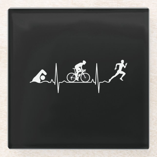 Triathlon - Triathlon Heartbeat Glasuntersetzer (Vorderseite)