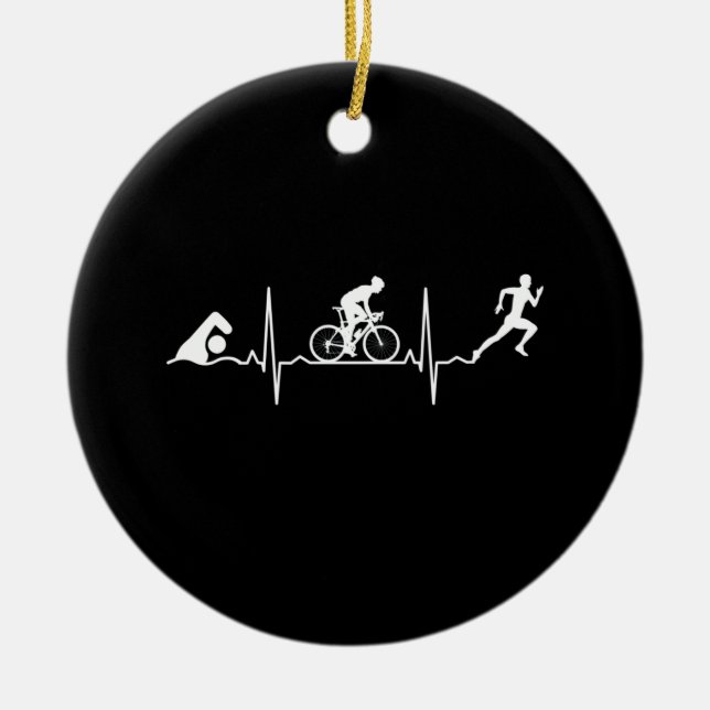 Triathlon - Triathlon Heartbeat Keramik Ornament (Vorne)