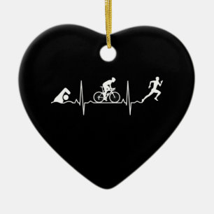 Triathlon - Triathlon Heartbeat Keramik Ornament