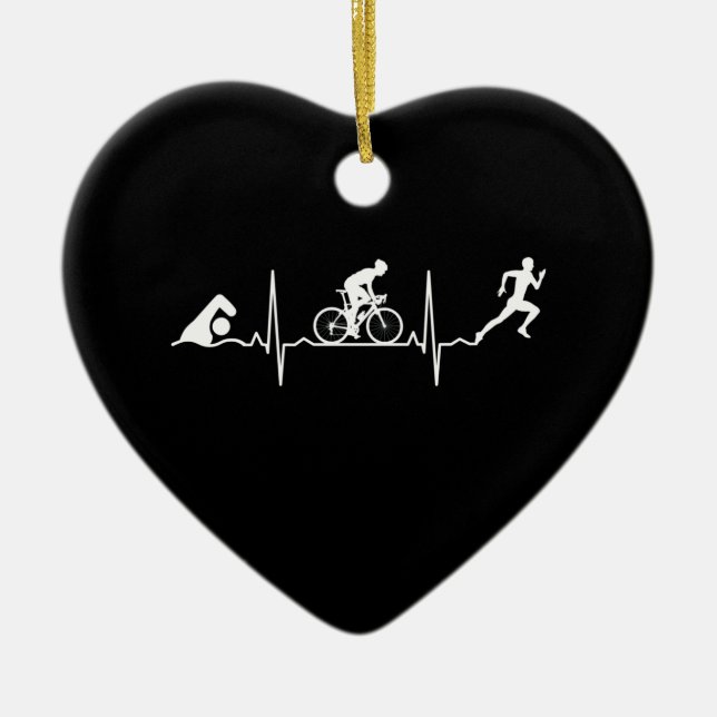Triathlon - Triathlon Heartbeat Keramik Ornament (Vorne)
