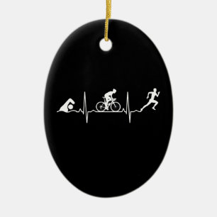 Triathlon - Triathlon Heartbeat Keramik Ornament