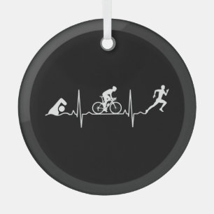Triathlon - Triathlon Heartbeat Ornament Aus Glas