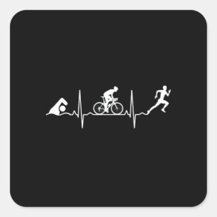 Triathlon - Triathlon Heartbeat Quadratischer Aufkleber