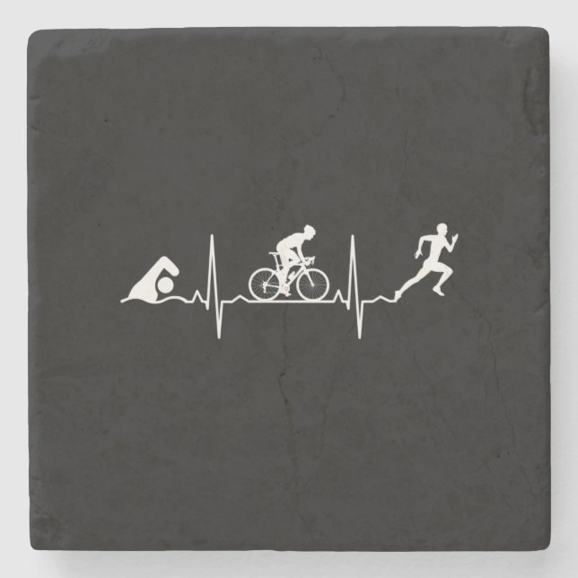 Triathlon - Triathlon Heartbeat Steinuntersetzer (Vorderseite)