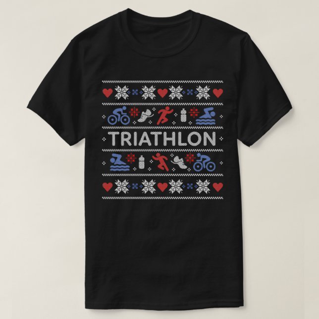 Triathlon Ugly Christmas Sweater Jumper T-Shirt (Design vorne)