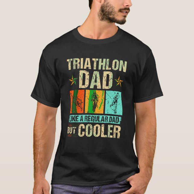 Triathlon Vater Swim Run Bike Vater's Day T Shirt (Vorderseite)