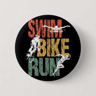 Triathlon Vintag Swim Bike Run Button