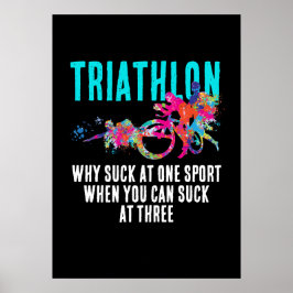 Triathlon Zitat Magenta und Türkis Splasha Poster
