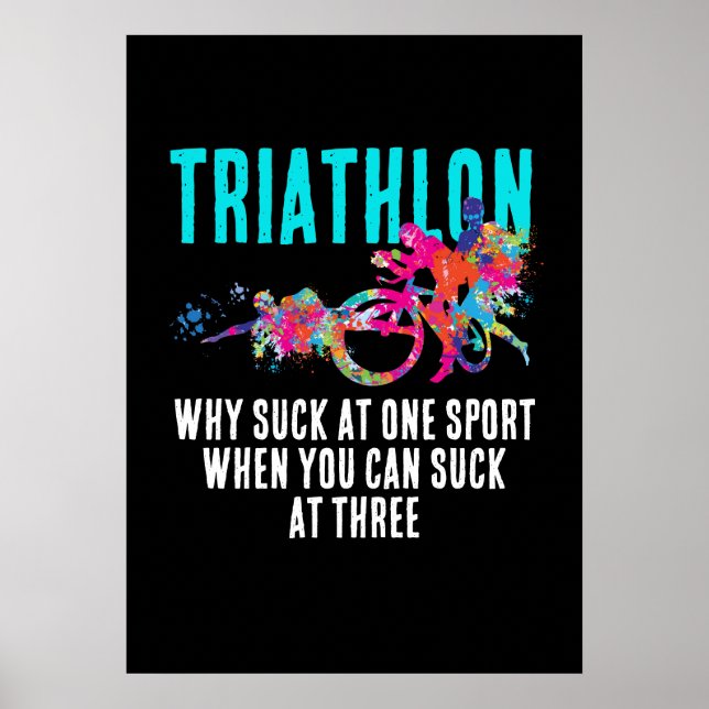 Triathlon Zitat Magenta und Türkis Splasha Poster (Vorne)