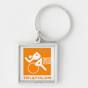 Triathlonorange und -WEISS Schlüsselanhänger