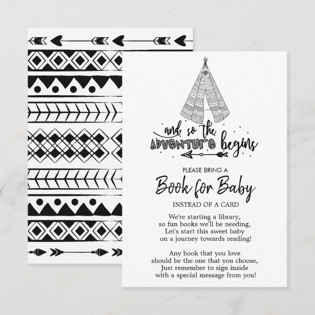 Tribal Adventure Begins Baby Shower Book for Baby Einladung (Vorne/Hinten)