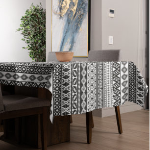 Tribal African Pattern Ethnic Black White  Tischdecke
