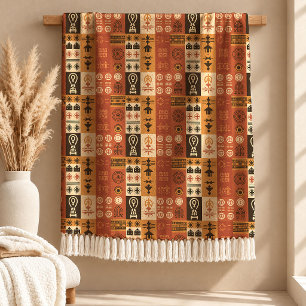 Tribal-afrikanische Erbmotive Terrakotta-Decke Fleecedecke