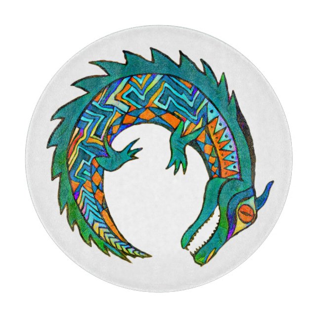 Tribal Alligator Art Akrylic Tray Schneidebrett (Vorderseite)