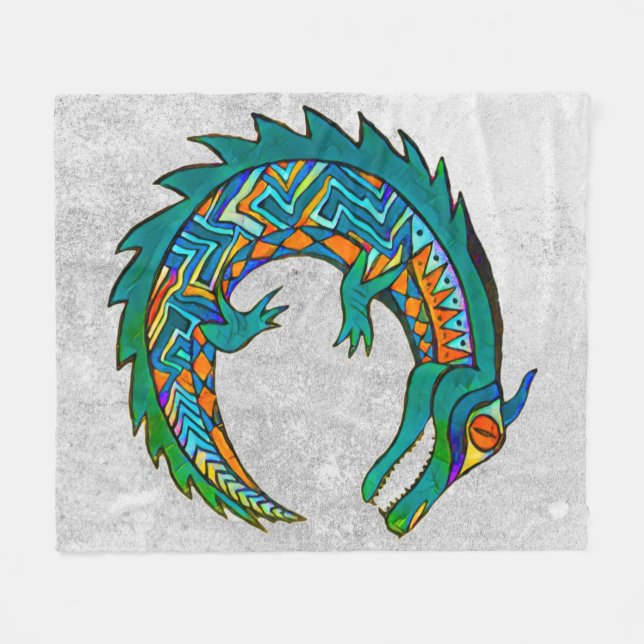 Tribal Alligator Art Fleecedecke (Vorderseite (Horizontal))