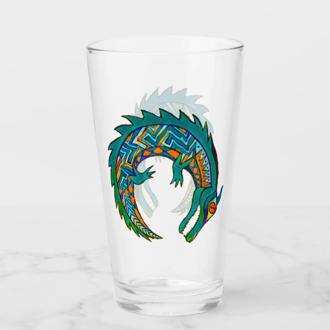 Tribal Alligator Art Glas (Vorderseite)