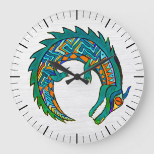 Tribal Alligator Art Große Wanduhr