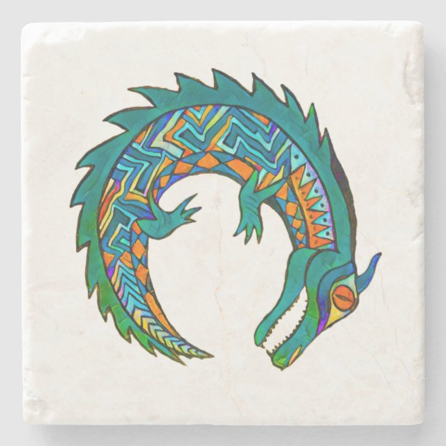 Tribal Alligator Art Steinuntersetzer (Vorderseite)