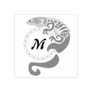 Tribal Alligator Lizard umarmt ein Sonnenmonogramm Gummistempel