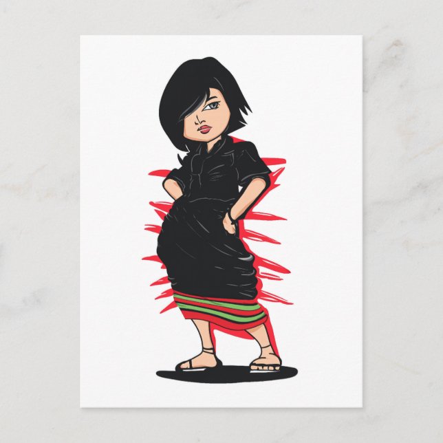 Tribal Angami Naga Girl Digitale Kunst Postkarte (Vorderseite)