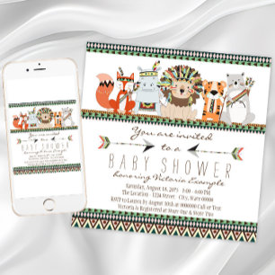 Tribal Animal Native Indian Baby Dusche Einladung