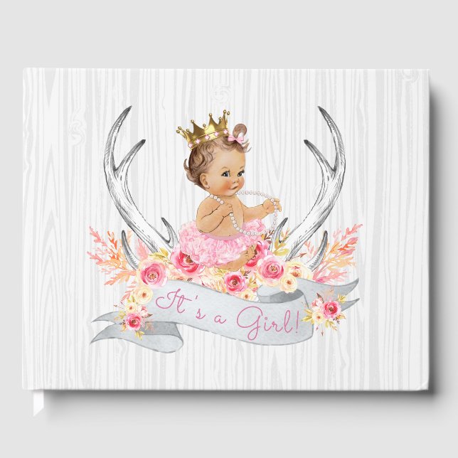 Tribal Antler Boho Princess Baby Showbook Gästebuch (Vorderseite)