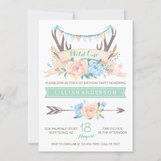 Tribal Antler Wild Einladung zum 1. Geburtstag