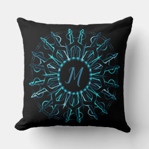 Tribal Aquamarin Sun Throw Pillow Kissen