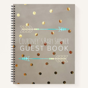 Tribal Arrow Baby Shower Guest Book Kraft Dots Notizbuch