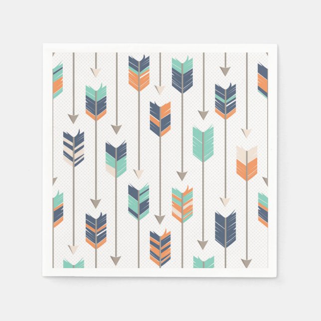 Tribal Arrow Blue Orange Grünbuch Napkins Serviette (Vorderseite)