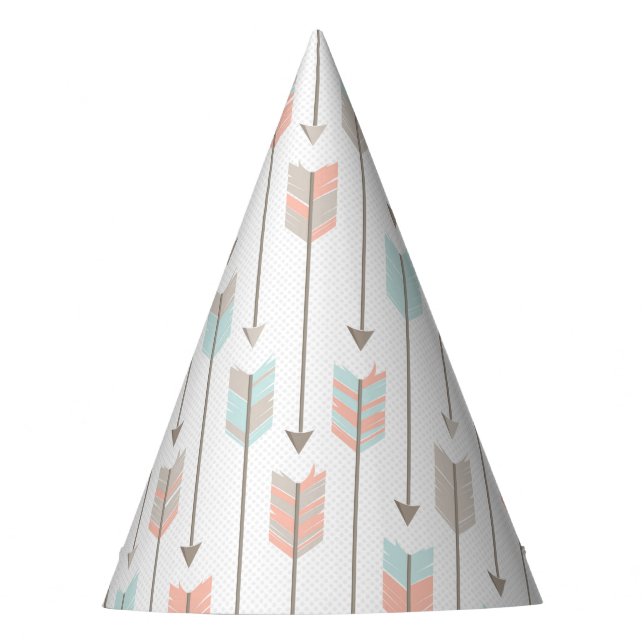 Tribal Arrow Gray Pink Blue Birthday Party Hat Partyhütchen (Vorderseite)
