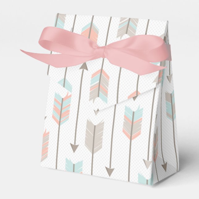 Tribal Arrow Gray Pink Blue Favor Box Geschenkschachtel (Vorderseite)