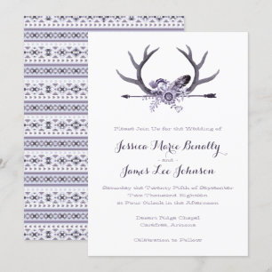 Tribal Arrow und Antlers Lila Einladung
