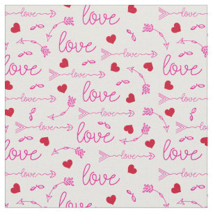 Tribal Arrows and Red Liebe Hearts Boho Valentines Stoff