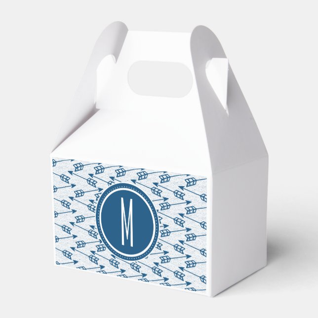 Tribal Arrows | Navy Monogram Geschenkschachtel (Rückseite)