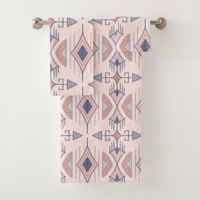 Tribal Arrows, Slate Blue, Blush Pink, Terracotta Badhandtuch Set (Insitu)