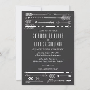 Tribal Arrows Wedding Invitation   Grau Einladung