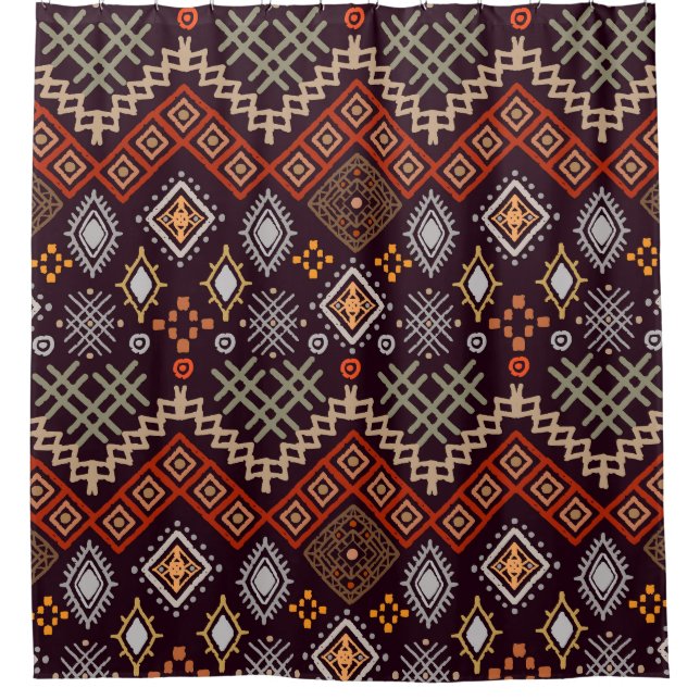 Tribal Art Boho Geometric Print Duschvorhang (Vorderseite)