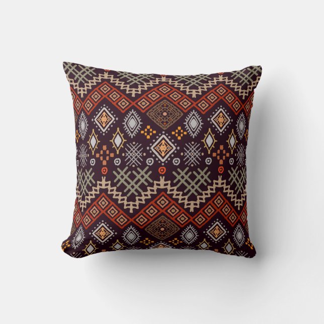 Tribal Art Boho Geometric Print Kissen (Vorderseite)