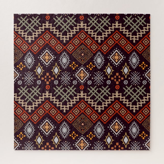 Tribal Art Boho Geometric Print Puzzle (Vertikal)