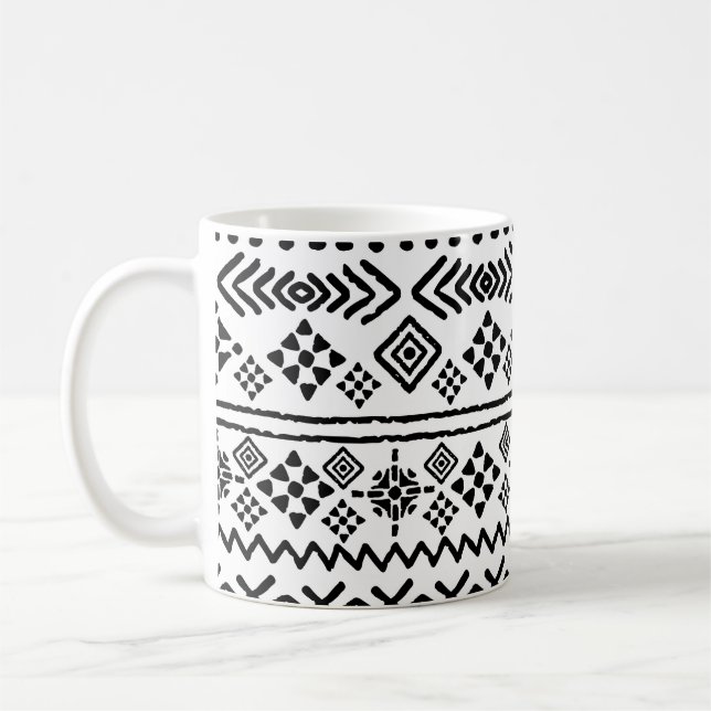 Tribal Art Boho: geometrisch nahtlos. Kaffeetasse (Links)