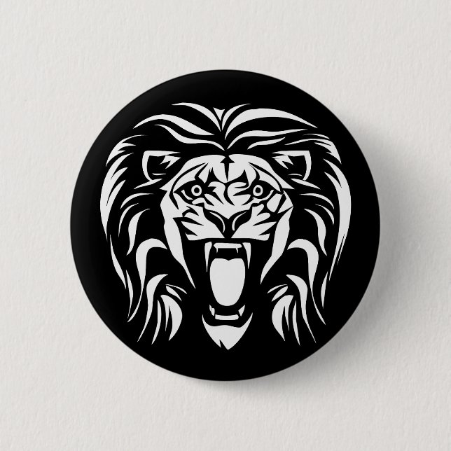 Tribal Art Roaring Lion Button (Vorderseite)
